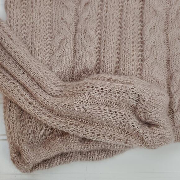 Free People SZ M Angel Pointelle-Knit Sweater Frappucino Combo OB1072402 - Picture 4 of 9